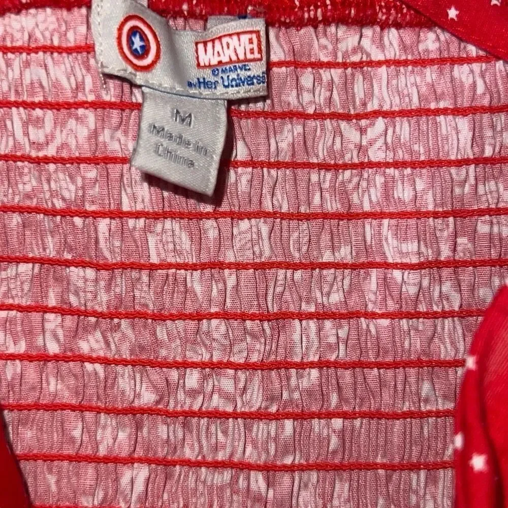 Marvel Her Universe Red White Captain America Paisley Dress Avengers Girls Sz M